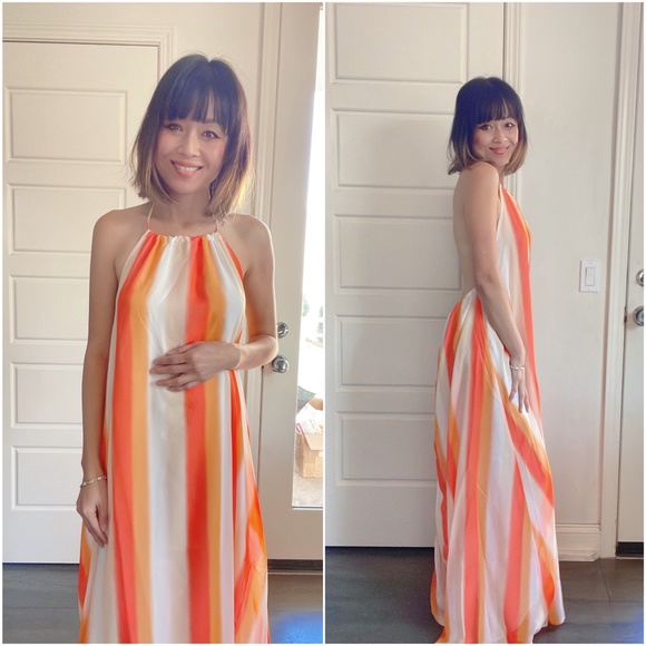 014 - NWOT Boho Striped Backless Flowy Maxi dress (Runs Oversized) - Picture 3 of 5